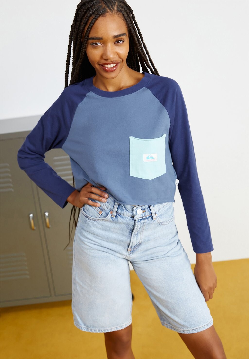 

Топ с длинными рукавами UNI BLOCK TEE Quiksilver, светло-синий