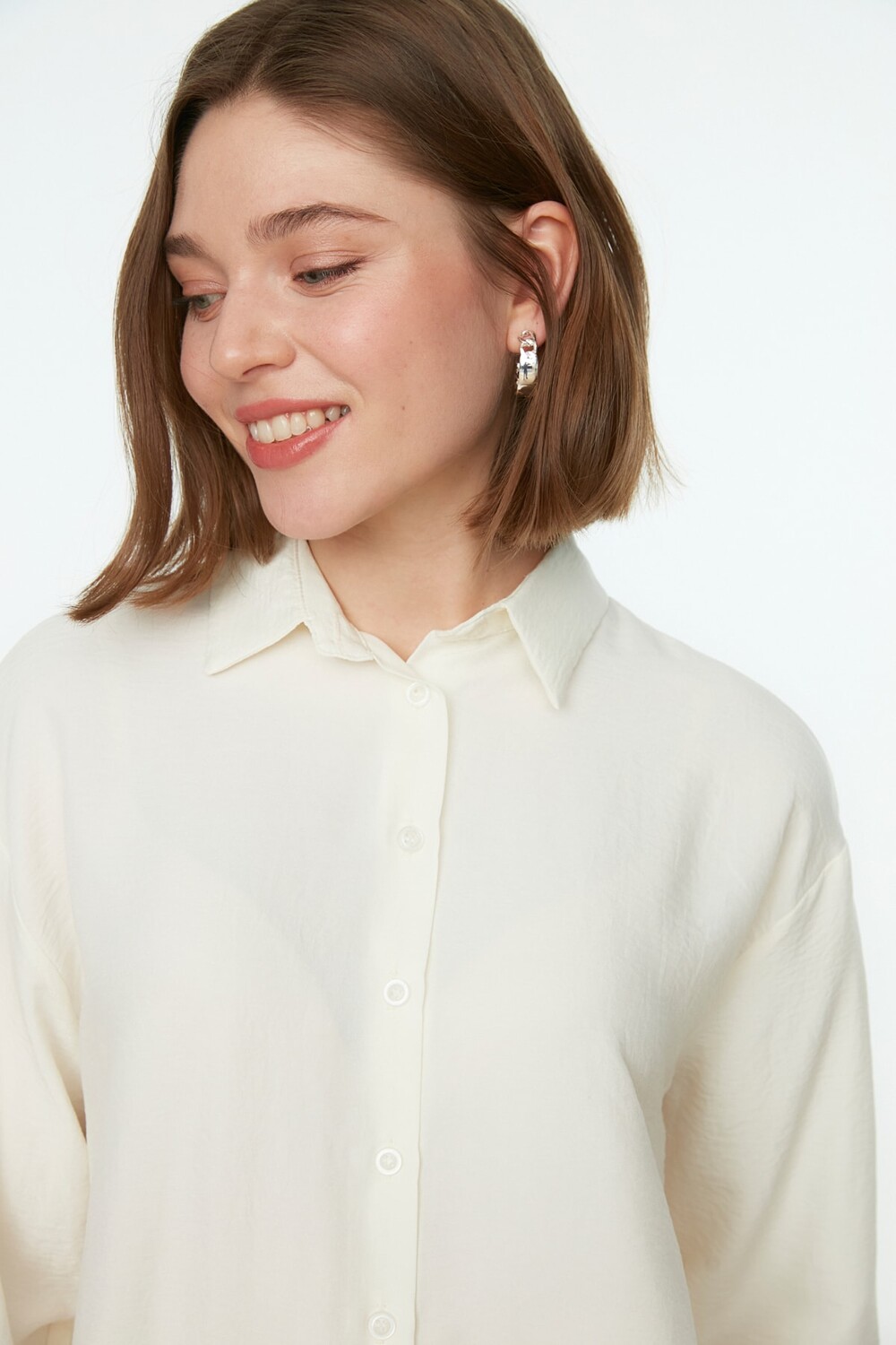 

Рубашка - Бежевая - Классический крой Trendyol Modest, бежевый