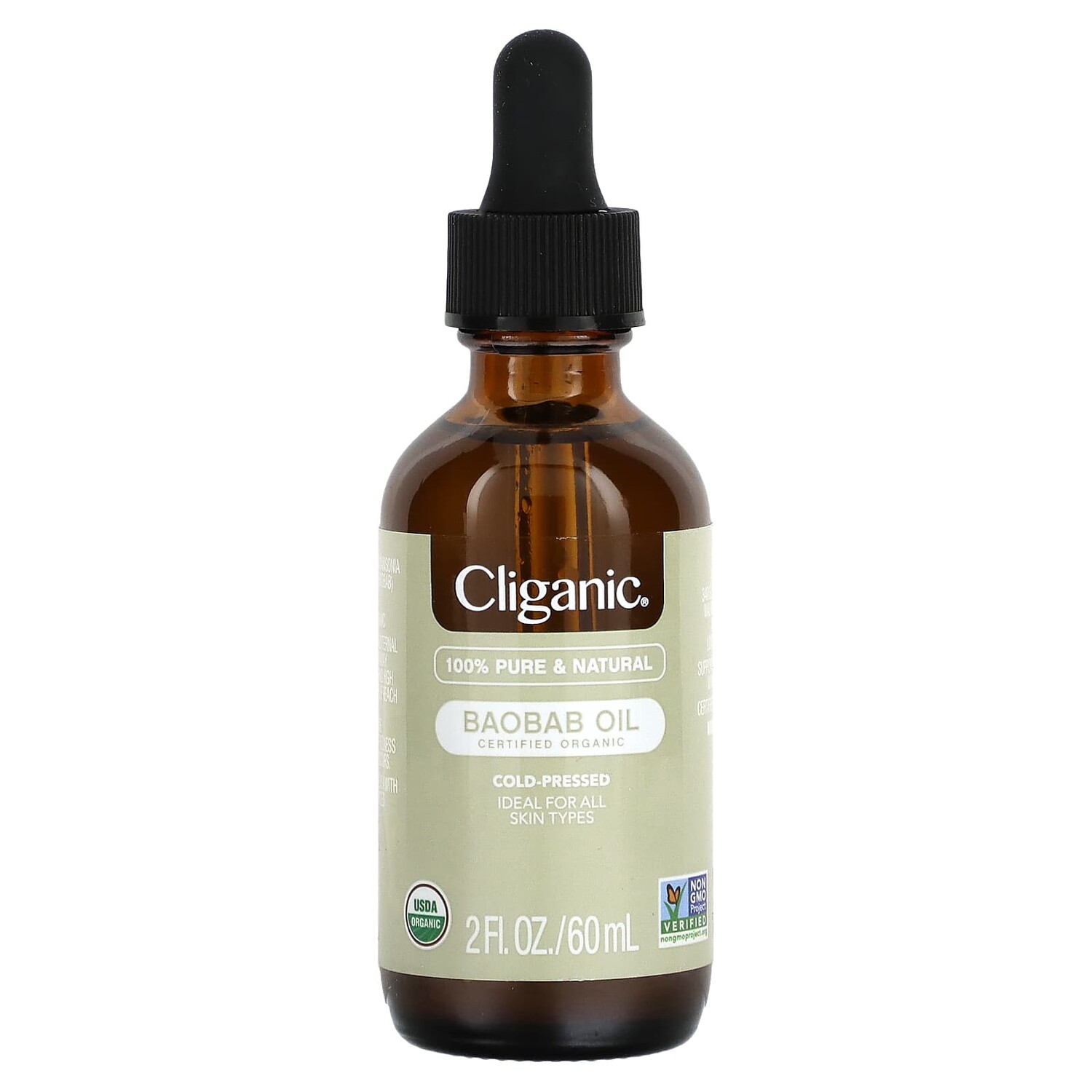 

100% чистое и натуральное, масло баобаба, 60 мл (2 жидк. Унции), Cliganic