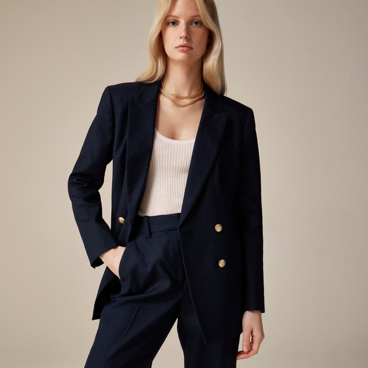 

Блейзер Greta из эластичной льняной ткани J.Crew, синий