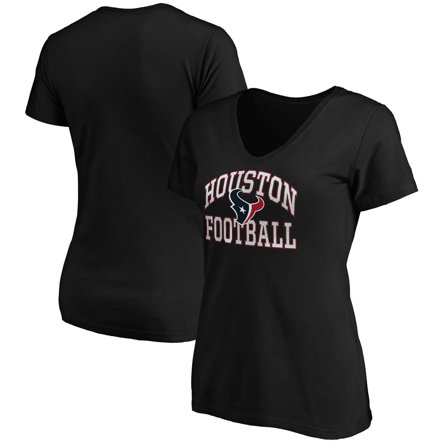 

Женская черная футболка Majestic Houston Texans Showtime с v-образным вырезом Majestic