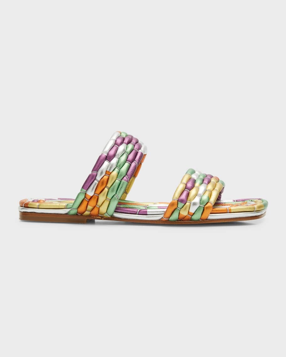 

Разноцветные шлепанцы с двумя ремешками на плоской подошве Dries Van Noten