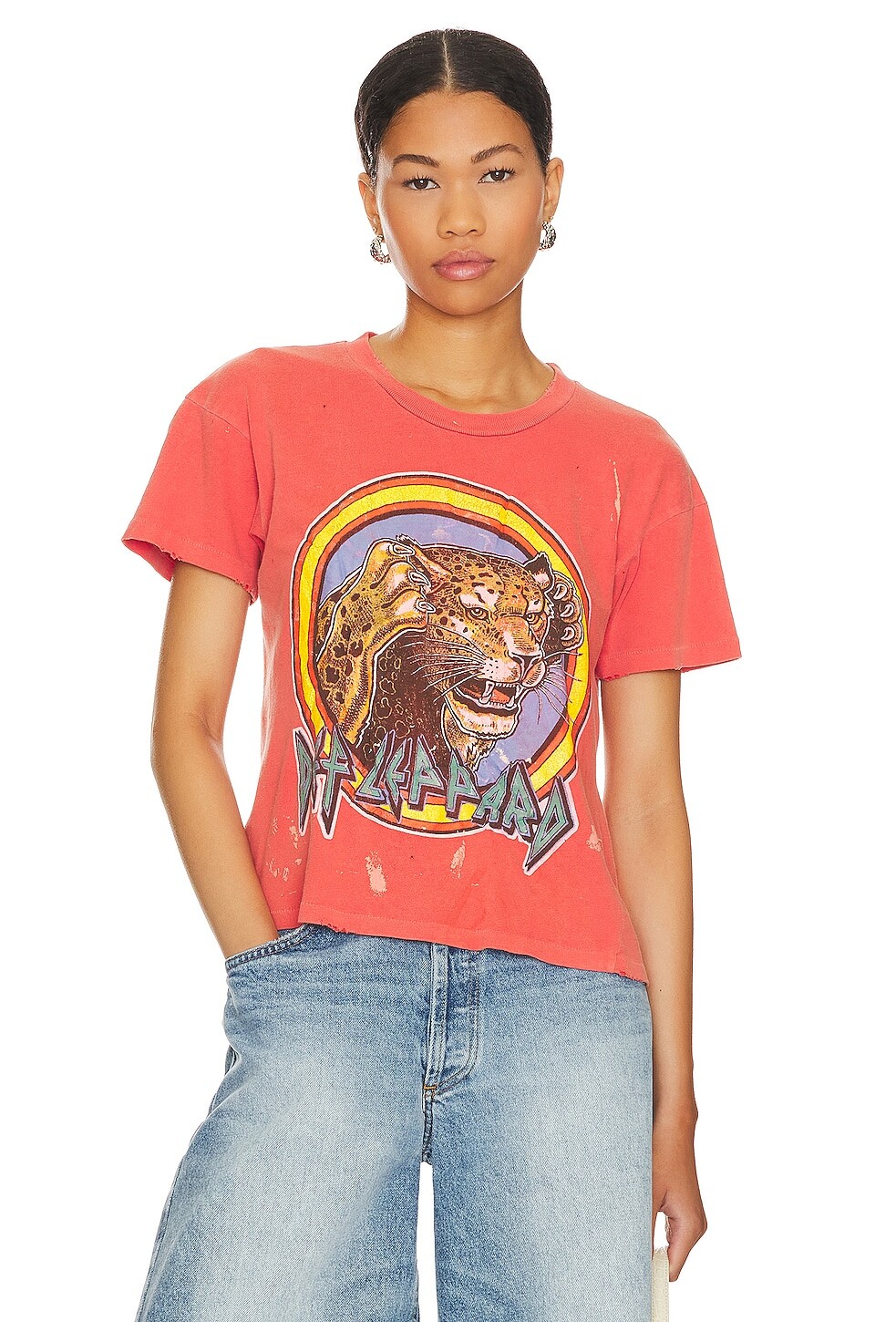 

Футболка Madeworn Def Leopard Crop, цвет Orange / Cherry