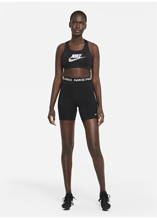 Однотонный черный женский спортивный бюстгальтер Nike