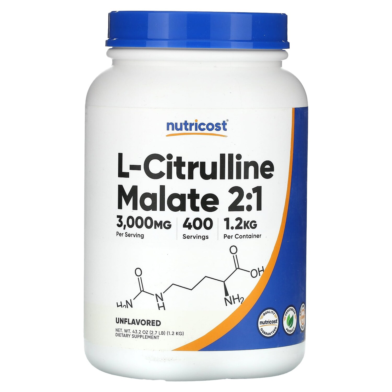 

L-цитруллин малат 2:1, без вкусовых добавок, 1,2 кг (43,2 унции), Nutricost