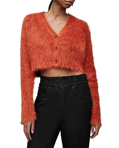 

Укороченный кардиган с начесом Wick ALLSAINTS, цвет Orange