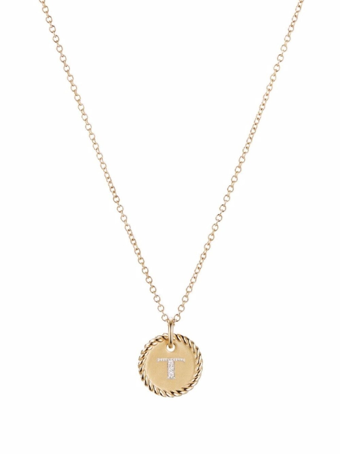 

Колье T Initial Charm из желтого золота с бриллиантами David Yurman, золотой