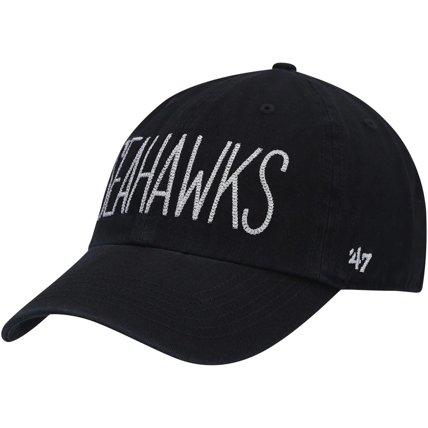 Женская регулируемая шляпа с блестками и текстом '47 Seattle Seahawks черного цвета