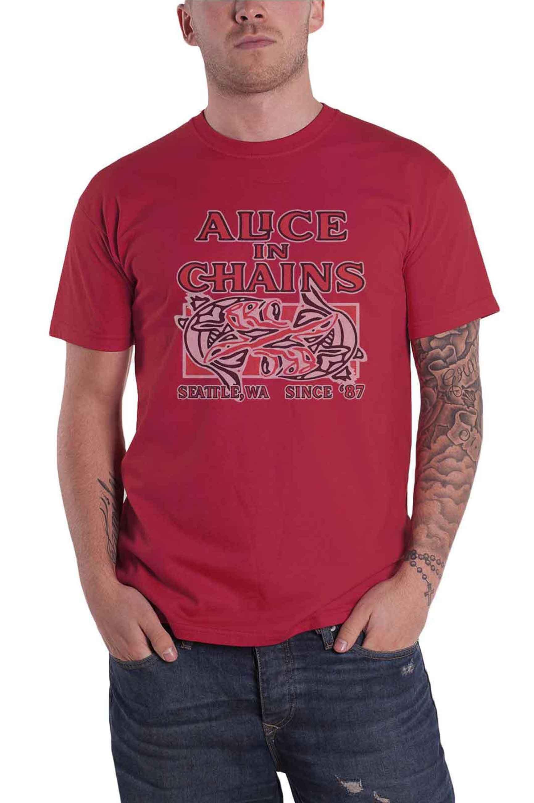 Футболка с тотемной рыбой Alice In Chains, розовый мешок для сменной обуви музыка alice in chains 22244