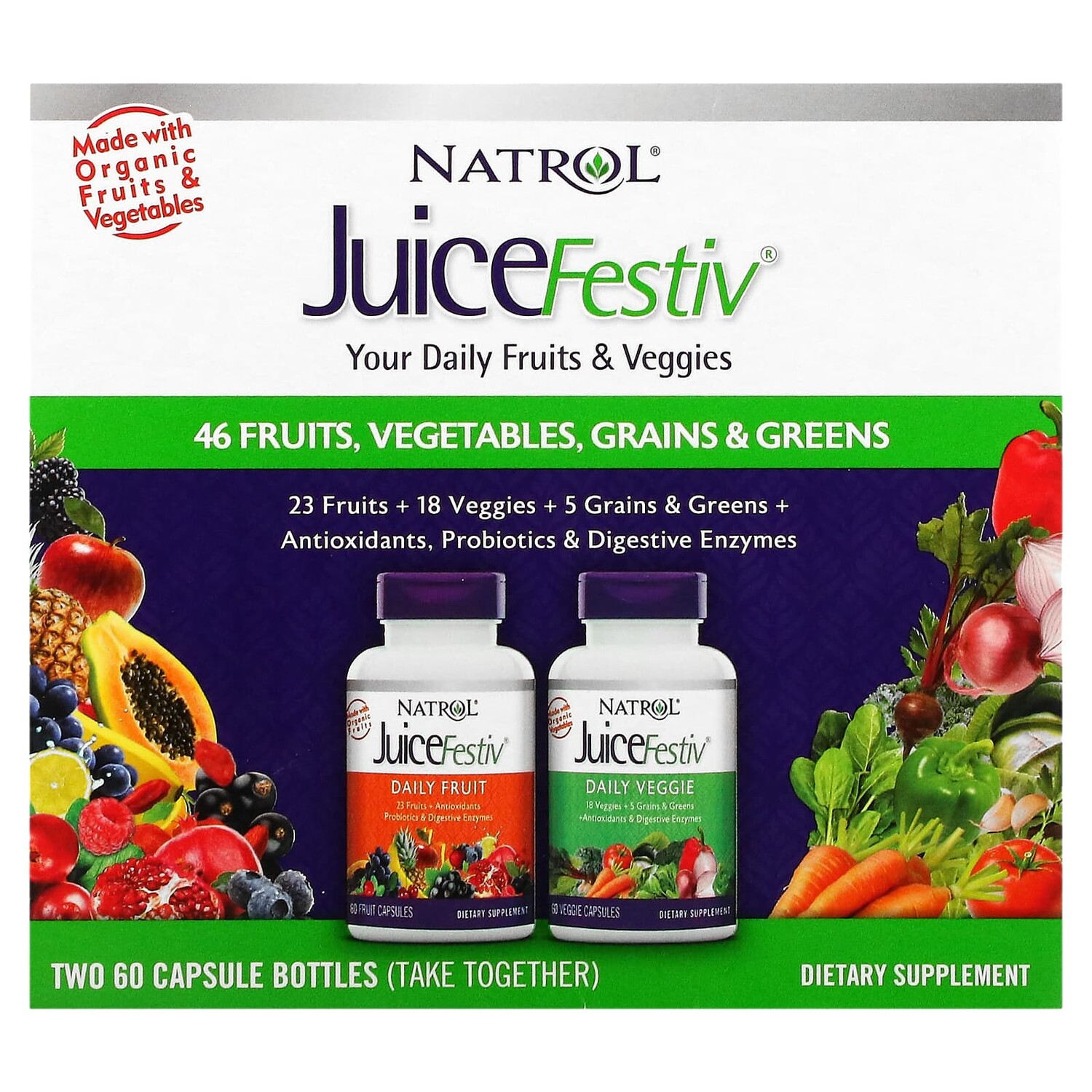 

JuiceFestiv, 2 флакона по 60 капсул, Natrol