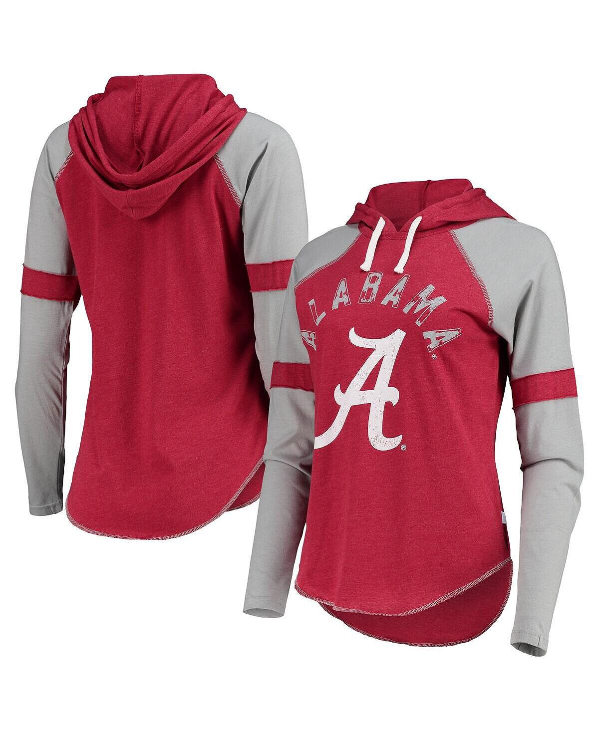 

Женская малиново-серая футболка с длинным рукавом и худи реглан Alabama Crimson Tide Yard Line Touch, Серый