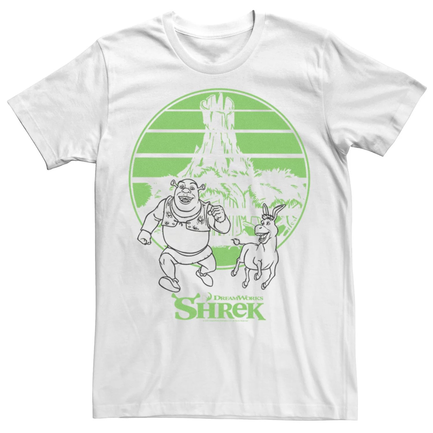 Мужская футболка в стиле ретро «Шрек и осел» с болотным контуром Licensed Character