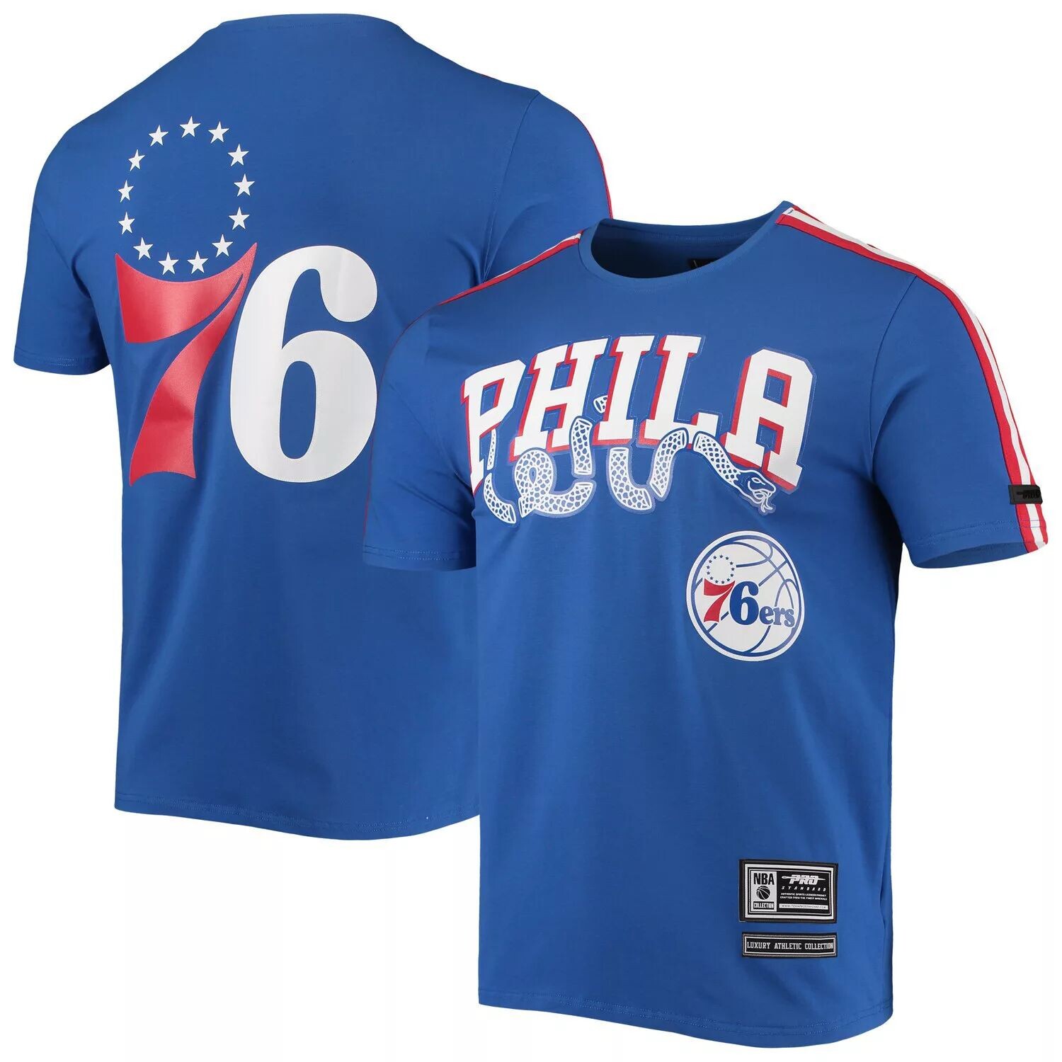 

Мужская футболка Pro Standard Royal/красная Philadelphia 76ers в сетку с капсульной тесьмой