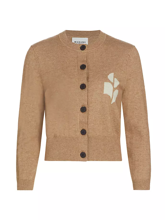 

Кардиган из хлопка и шерсти с логотипом Newton Isabel Marant Étoile, цвет camel