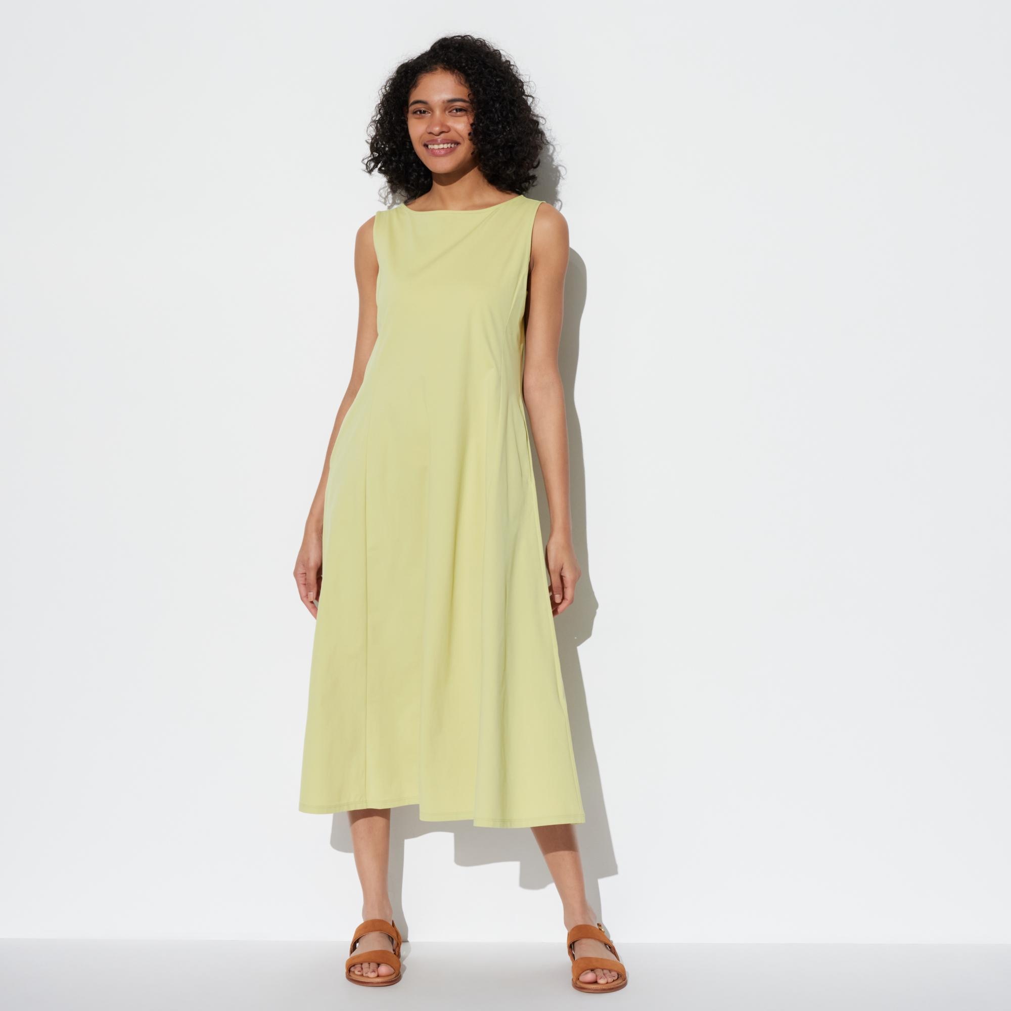 Ультраэластичное платье AIRism (без рукавов, стандартная длина, 112-122,5см) UNIQLO, светло-зеленый