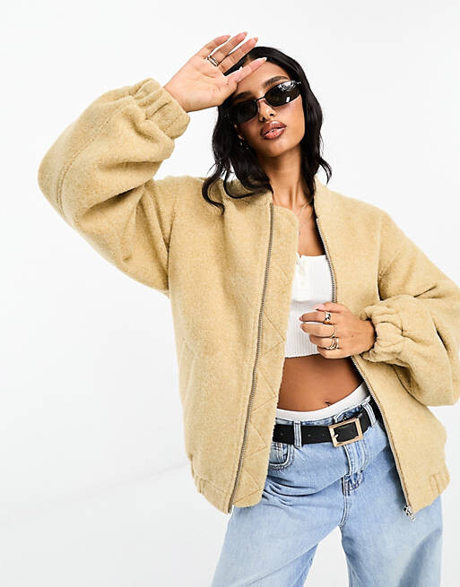 

Светло-коричневый бомбер с начесом ASOS DESIGN