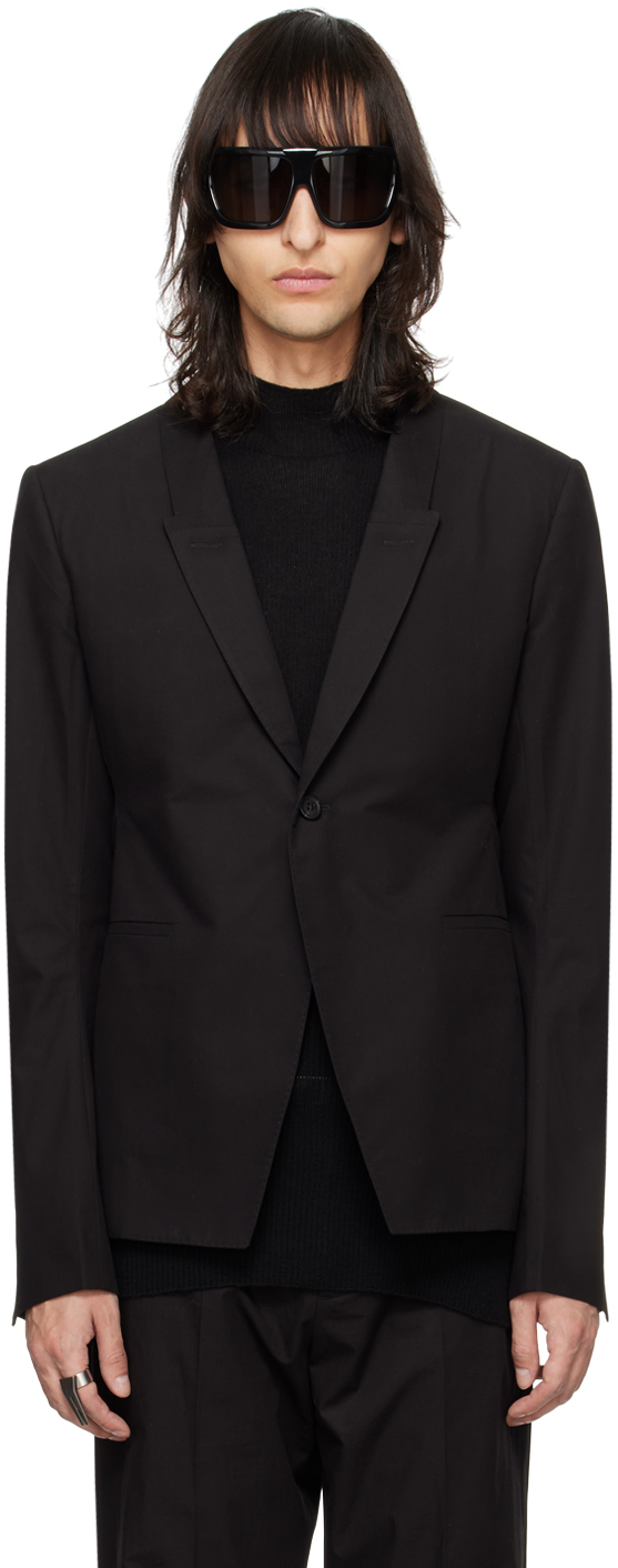 Черный мягкий пиджак 73CMS Rick Owens черный мягкий мягкий пиджак с туманным карманом rick owens