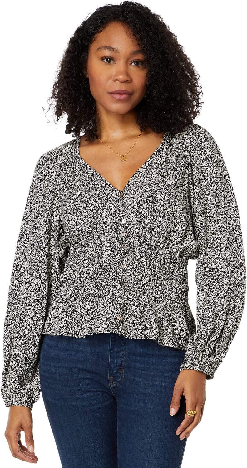 

Топ с присборенной талией в цвете Tudor Floral Madewell, цвет True Black