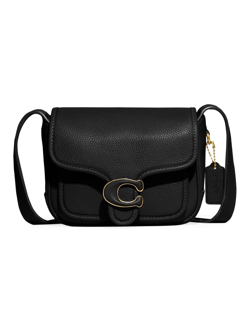

Маленькая кожаная сумка-почтальон в полоску табби COACH, черный