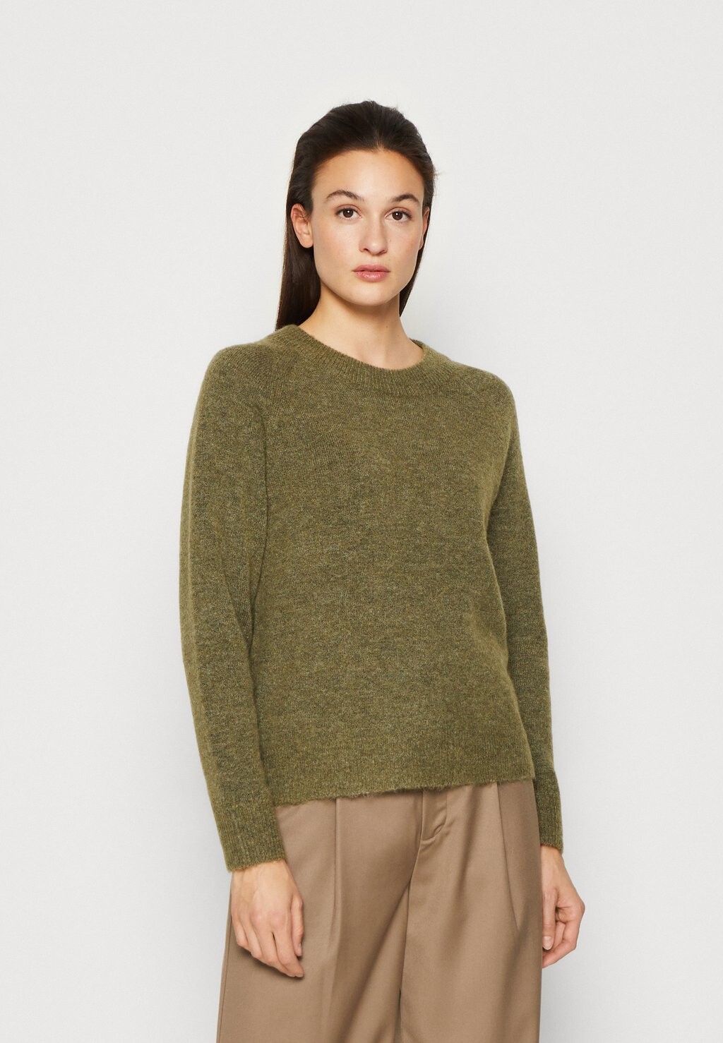 

Джемпер Selected Slflulu Ls O-Neck B, темно-зеленый/меланж, Зеленый;коричневый