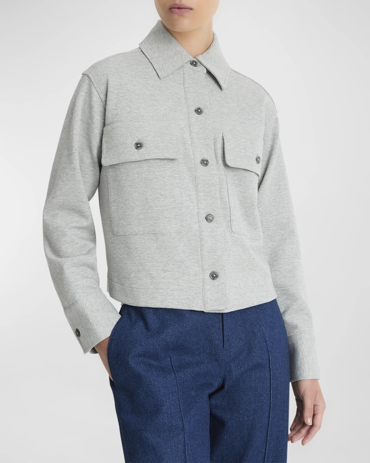 

Укороченная трикотажная куртка Vince, цвет Heather Mid Grey