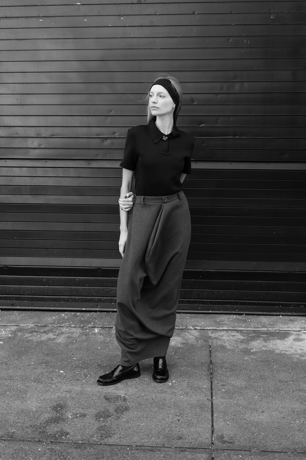 

Топ с воротником-поло ZARA, черный