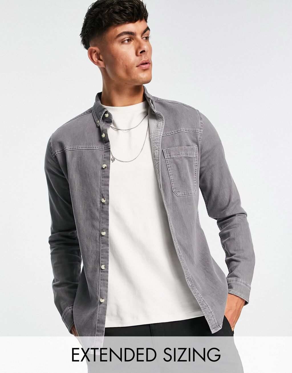 

Черная джинсовая рубашка скинни ASOS DESIGN