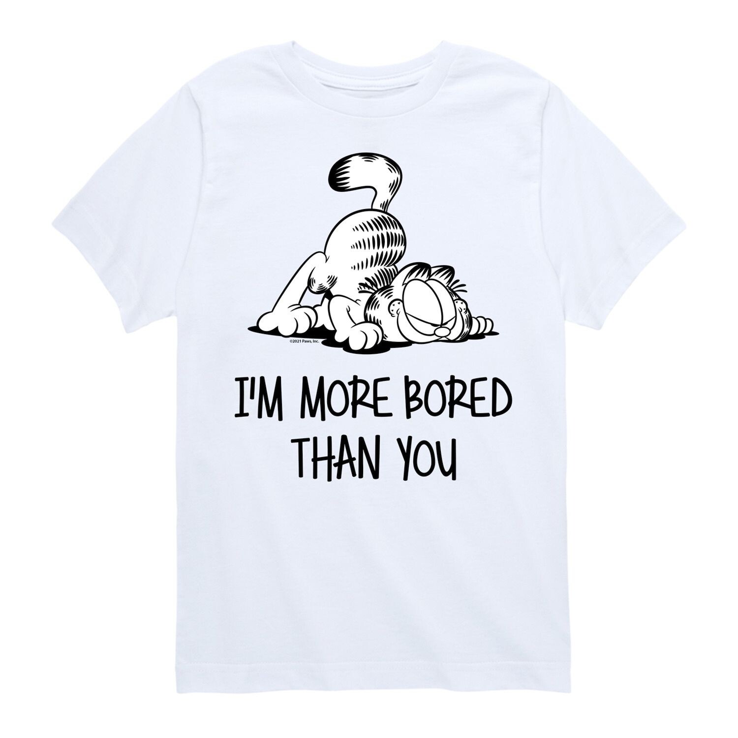 

Футболка с рисунком Гарфилда для мальчиков 8–20 лет «More Bored Than You» Licensed Character, белый