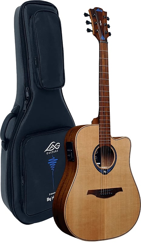 цена Акустическая гитара LAG HyVibe Dread Cut w/Bag With New Luxury Bag