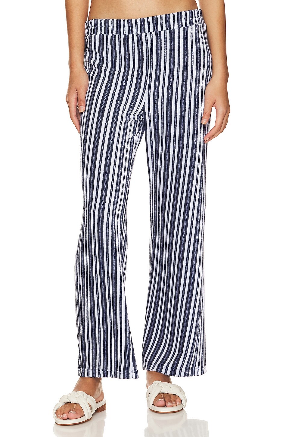 

Брюки MONROW High Waisted Flare Sweatpants, цвет Navy Stripe
