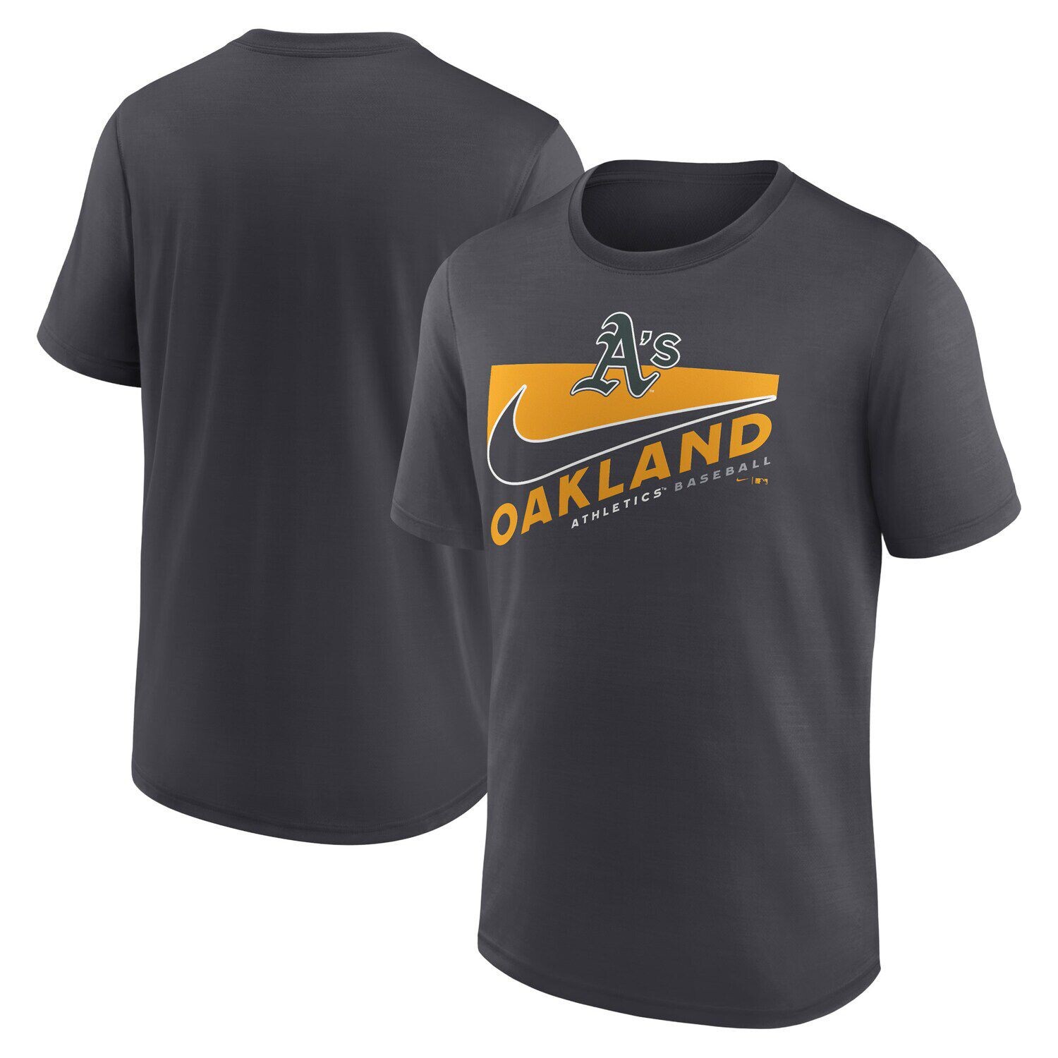 

Мужская антрацитовая футболка Oakland Athletics Swoosh Town Performance Nike