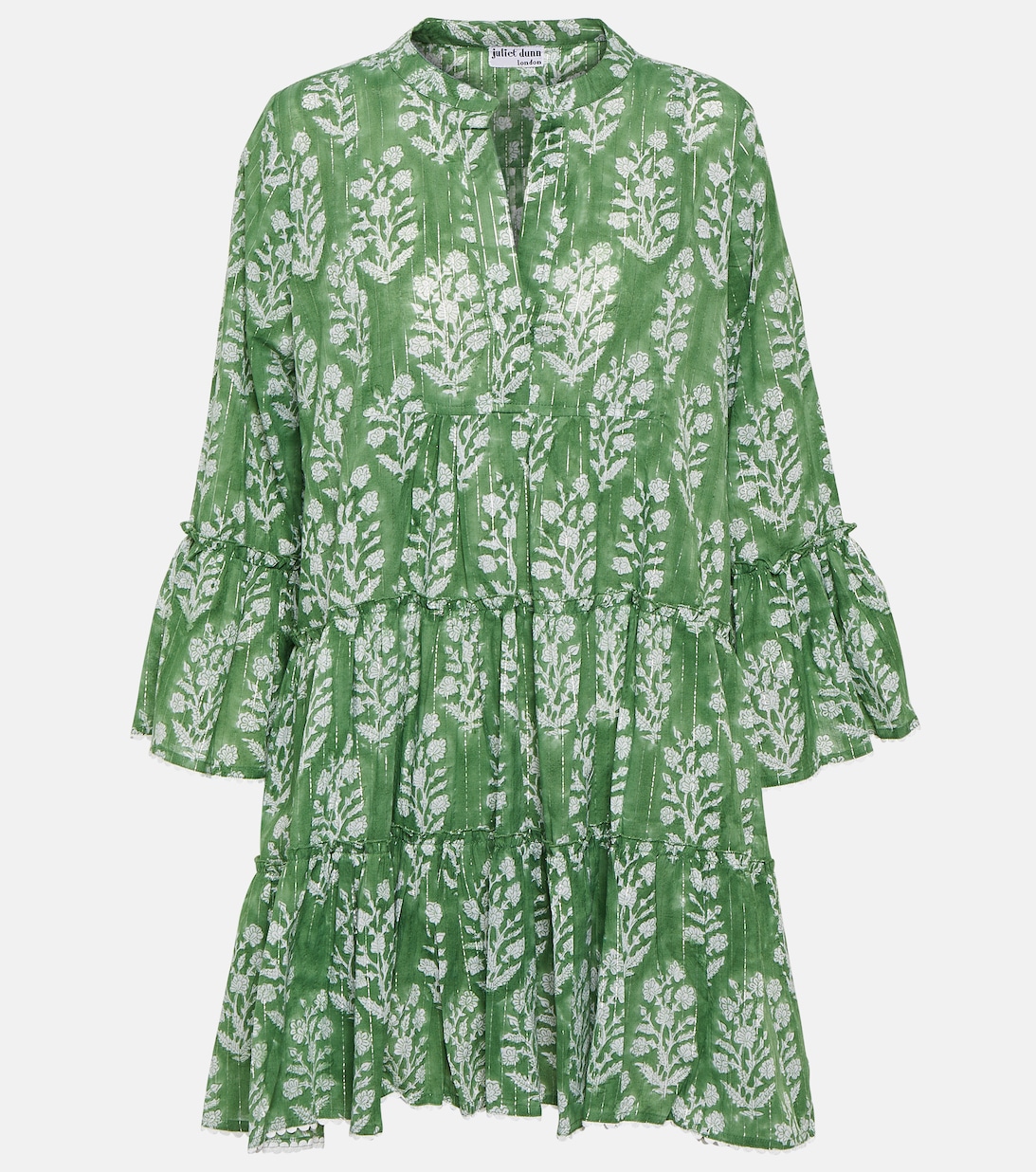 цена Хлопковое мини-платье с цветочным принтом JULIET DUNN, зеленый