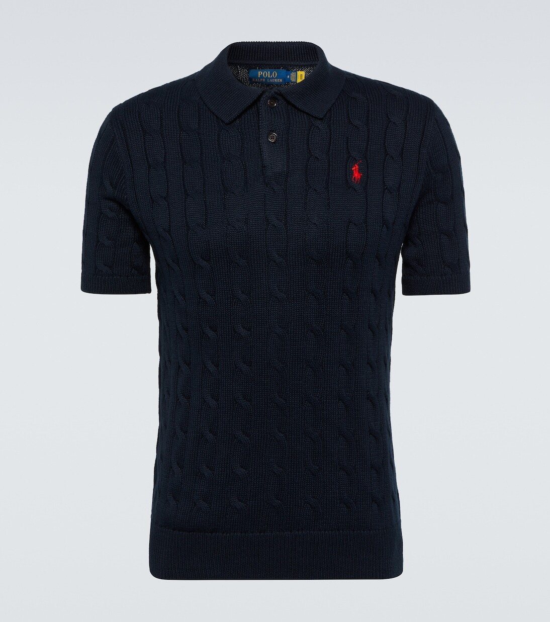 

Рубашка-поло из хлопка косой вязки Polo Ralph Lauren, синий