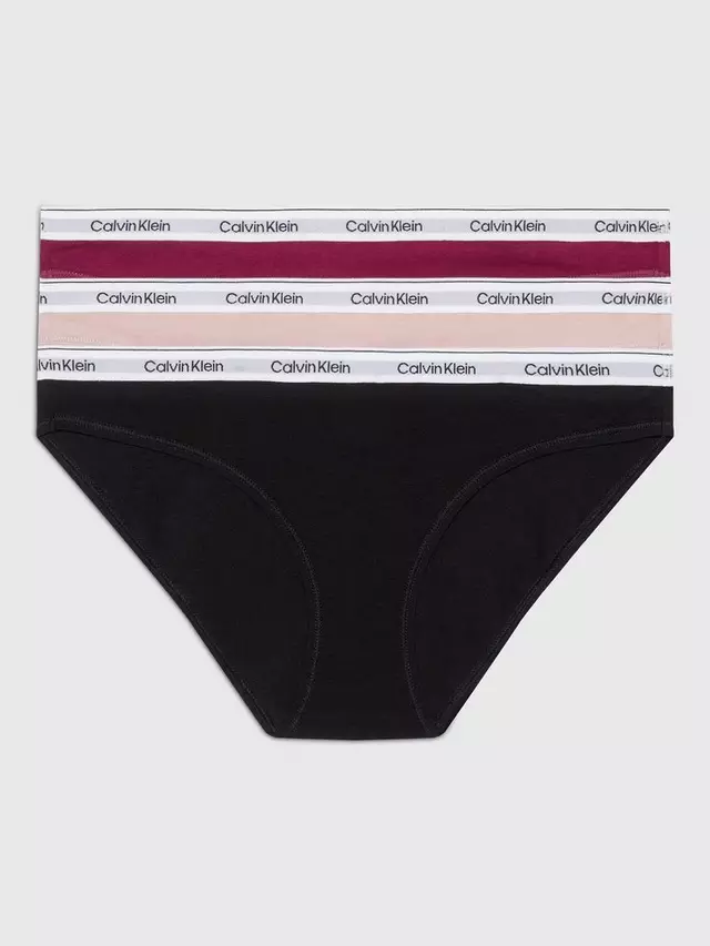 

Трусики бикини Calvin Klein Modern Logo 3 шт, цвет black/pink/purple