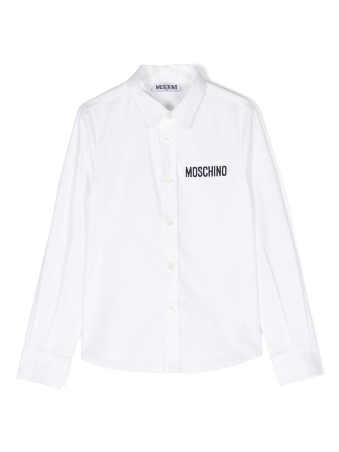 

Moschino Kids поплиновая рубашка с вышитым логотипом, белый