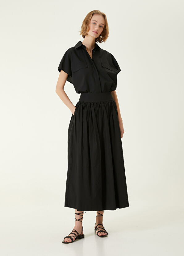 

Юбка миди из поплина Beymen Collection, черный