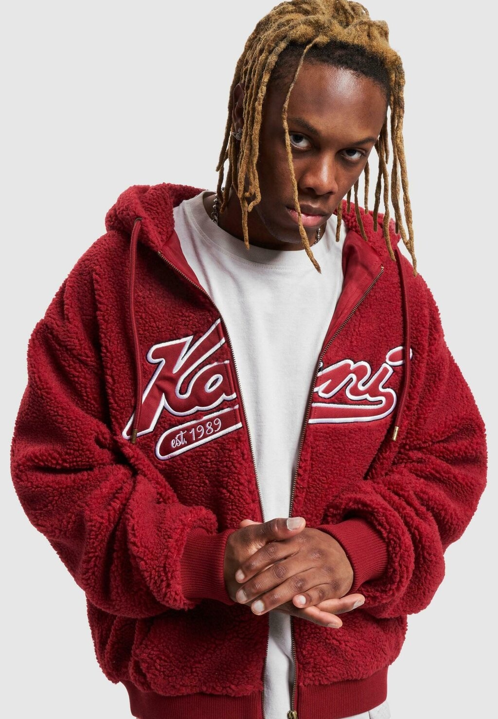 

Толстовка на молнии VARSITY TEDDY FULL ZIP Karl Kani, темно-красный