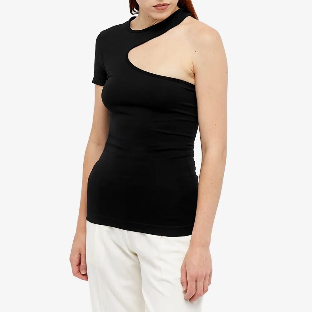 

Helmut Lang Бесшовная футболка с вырезами, черный