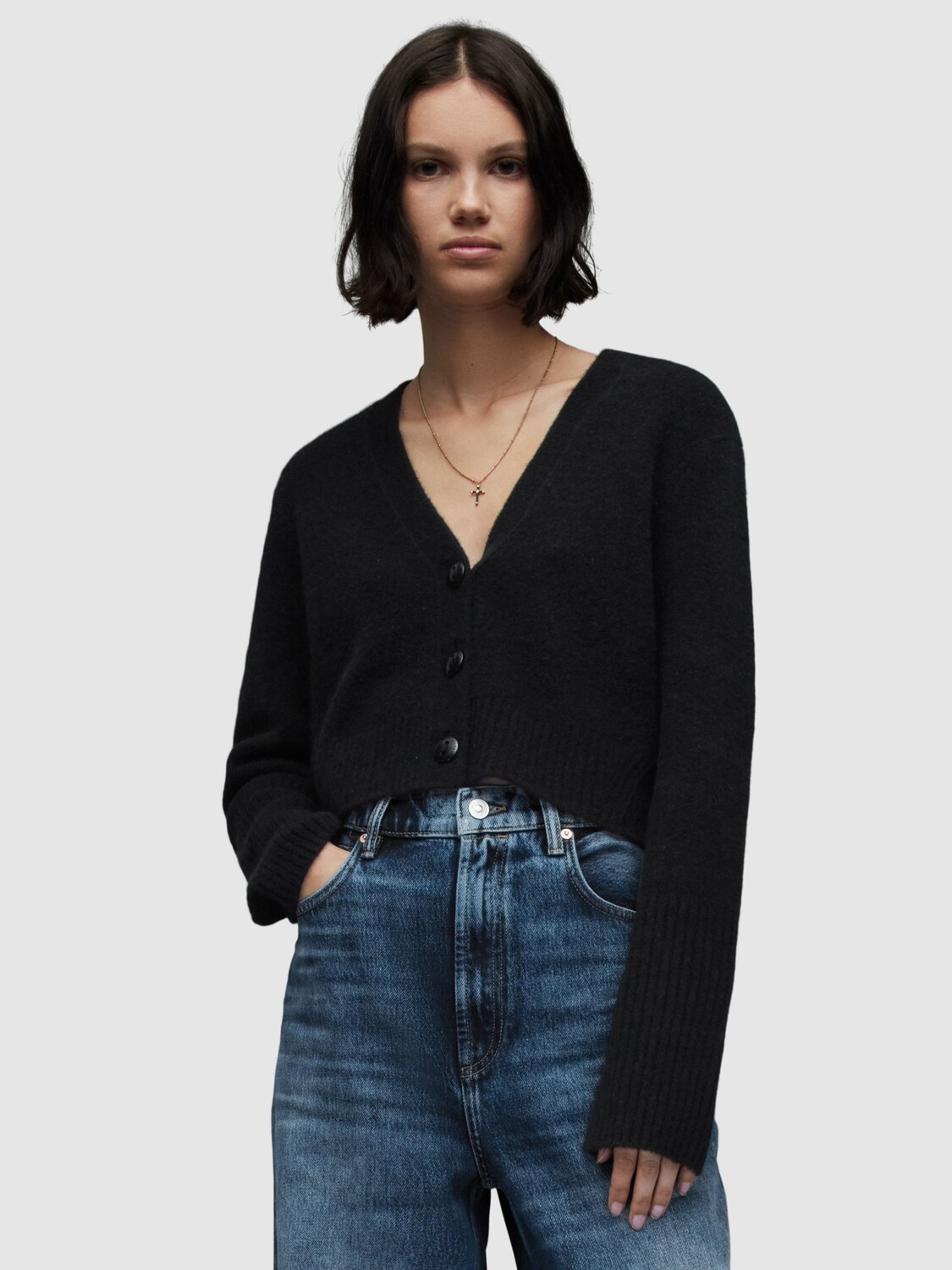 

Кардиган AllSaints Wick из смесовой шерсти, черный