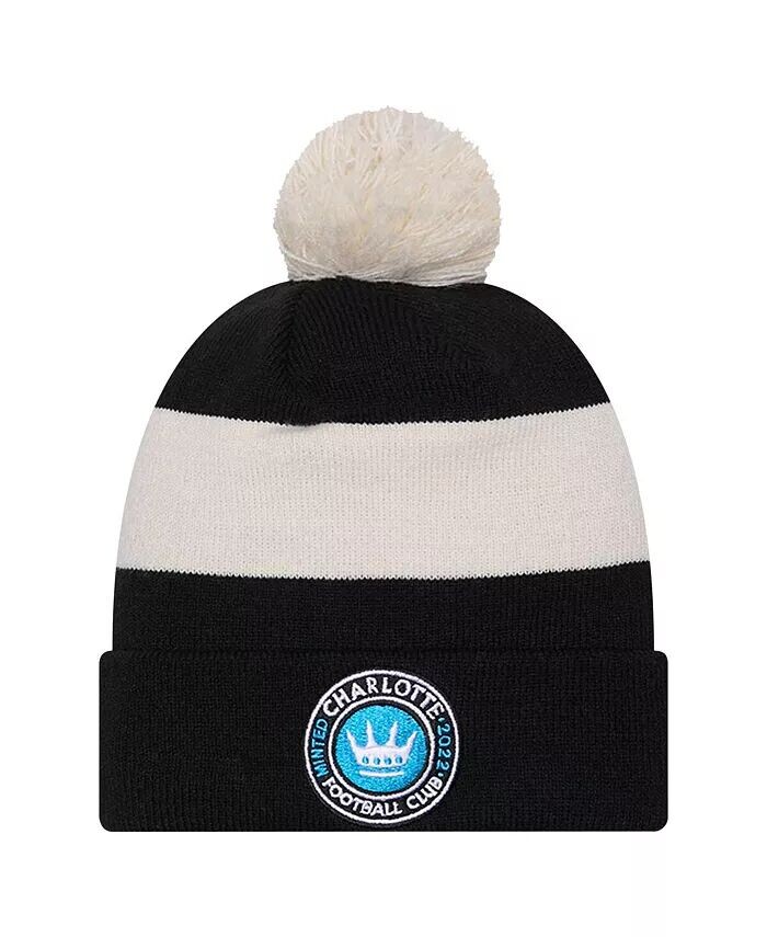 

Черная мужская вязаная шапка Charlotte FC 2024 Kick Off Collection с манжетами и помпоном New Era, черный