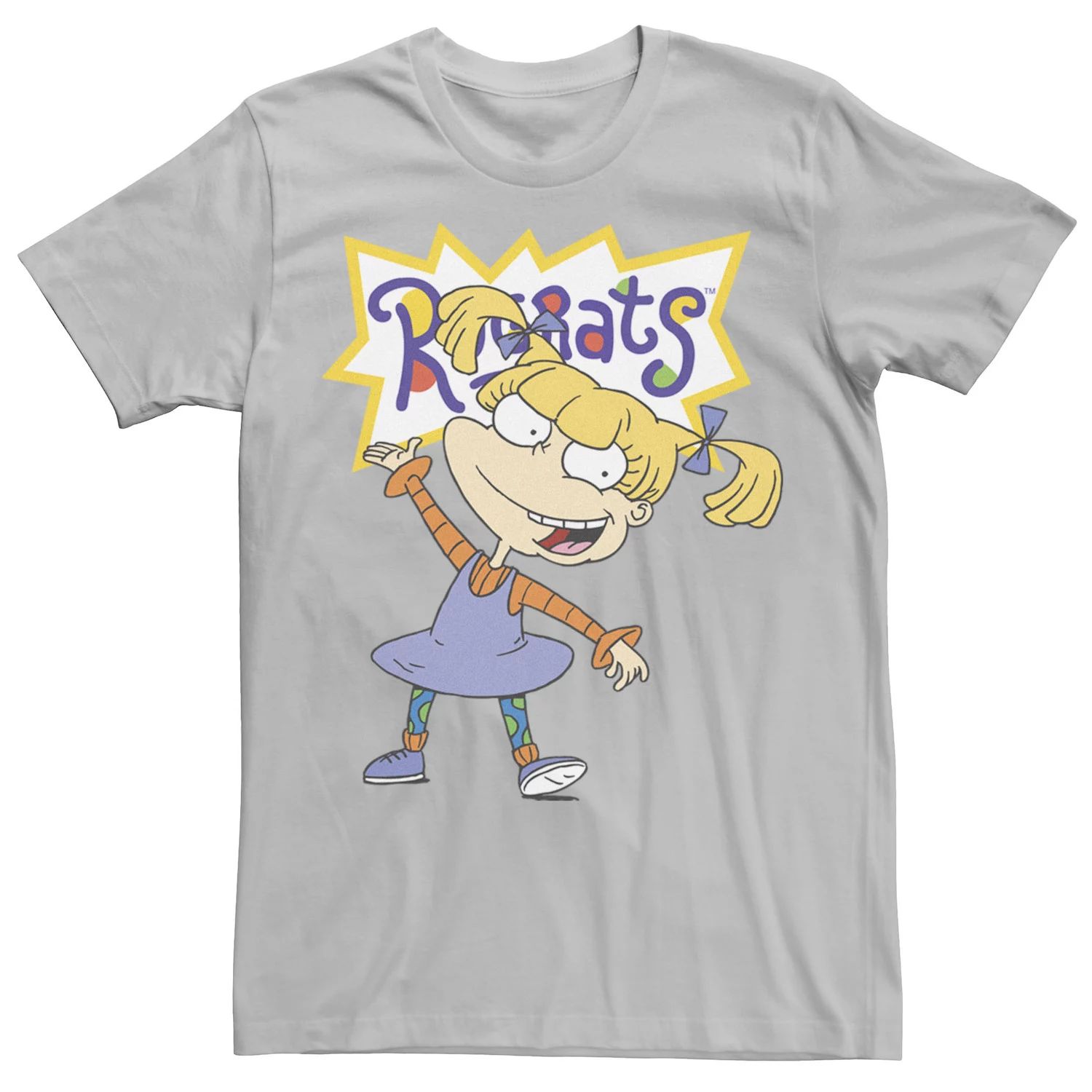 Мужская футболка Rugrats Angelica с простым портретом и рисунком Nickelodeon, серебристый