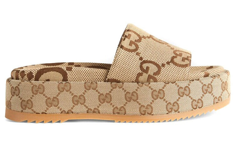 

Сандалии Gucci Angelina на платформе 55 мм, коричневый/бежевый