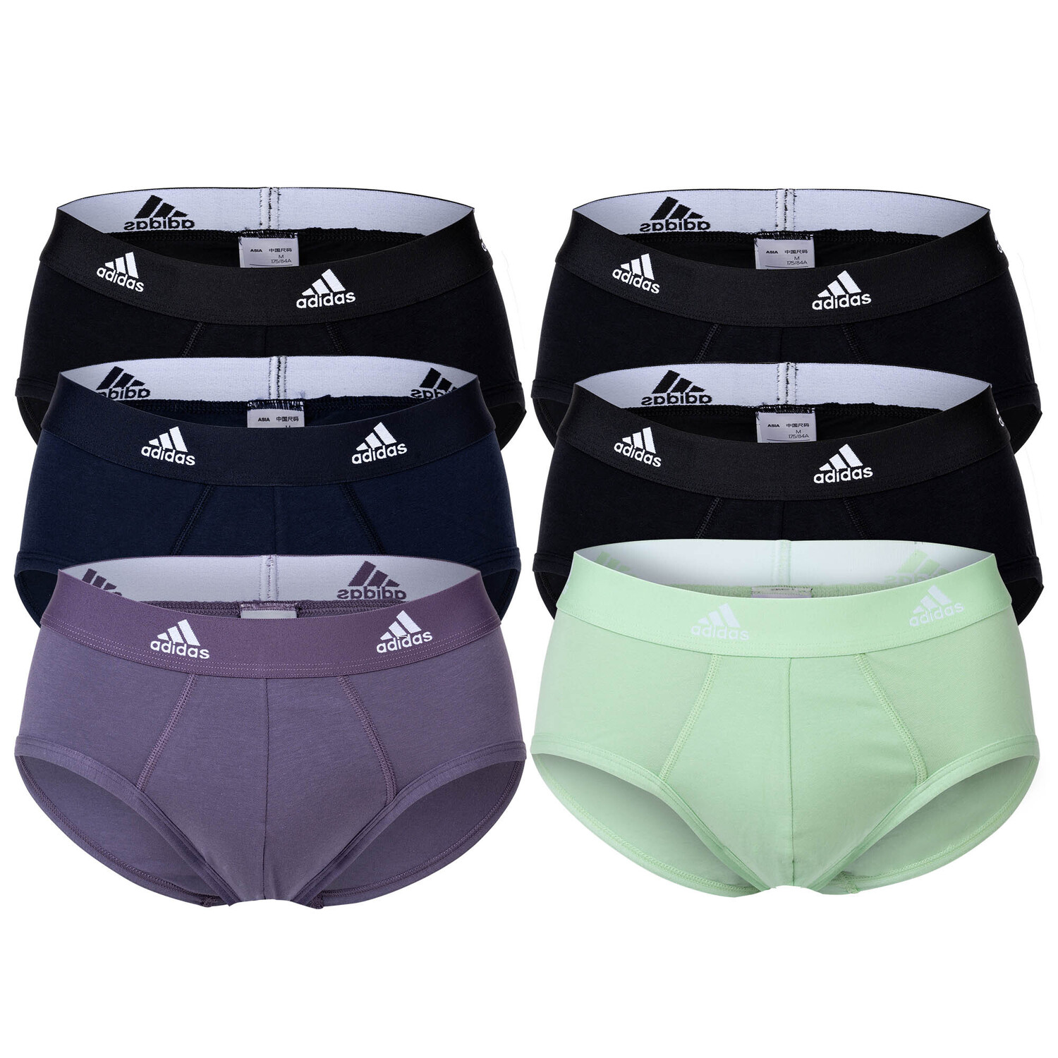 Трусы adidas 6er Pack, цвет Schwarz/Blau/Grn/Lila