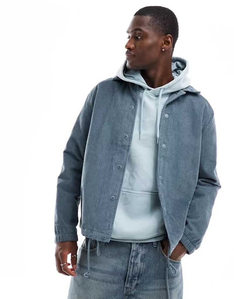 

Hollister — куртка Coach из ткани в рубчик темно-синего цвета