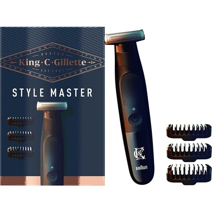 Триммер для бороды King C. Style Master для мужчин с 1 сменным лезвием 4D и 3 сменными насадками-гребнями, Gillette