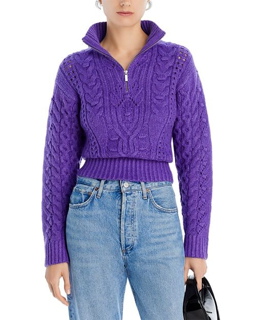 

Свитер косой вязки с полумолнией AQUA, цвет Purple