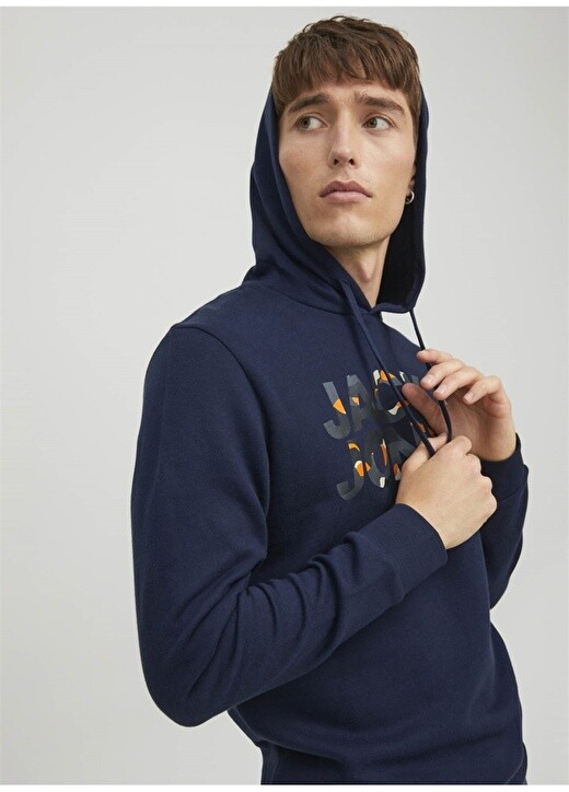 

Темно-синий мужской свитшот с воротником с капюшоном Jack & Jones