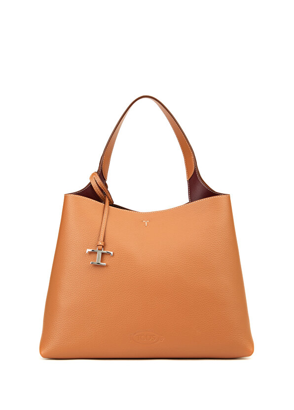Светло-коричневая женская кожаная сумка с логотипом Tod's