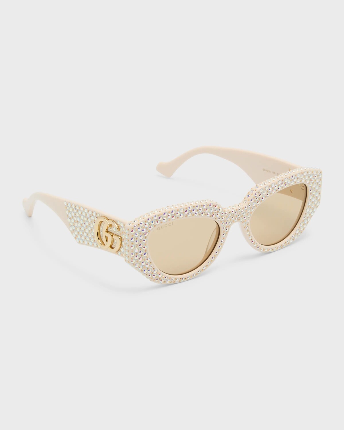 

Солнцезащитные очки «кошачий глаз» из ацетата с украшением Gucci, цвет Shiny Solid Ivory With Strass And Studs