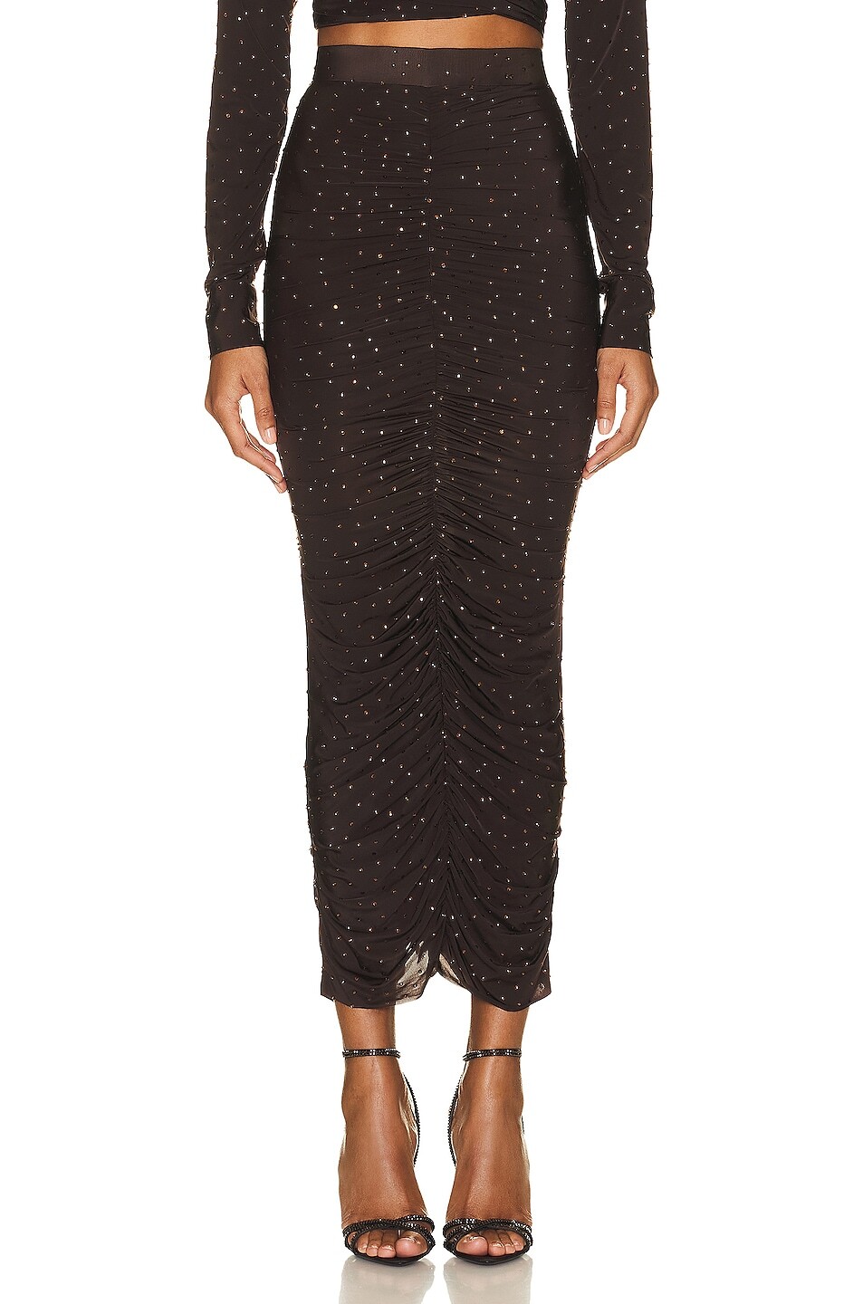 

Юбка Alex Perry Crystal Haisley Ruched, коричневый